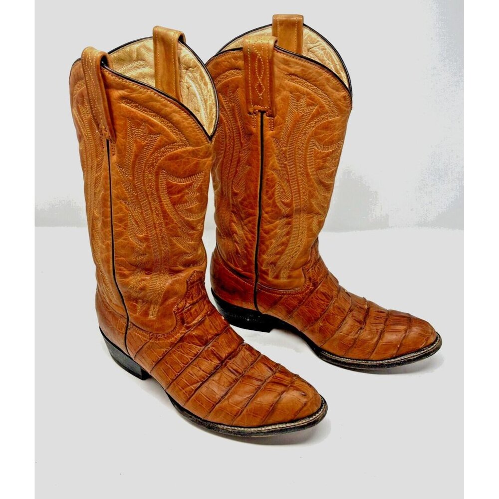 Rancho Men’s  US 8.5  Crocodile Cowboy Boots   26.5 EE  Brown Western